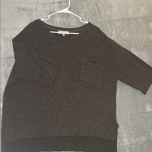 Philosophy Raw Hemmed Soft Heathered Brown Crew Short Sleeve Sweater Size XL